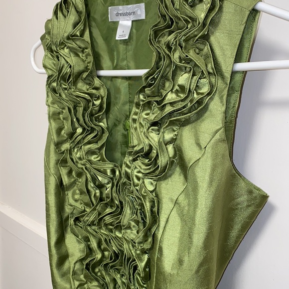 Dress Barn Size 4 Ruffled Green Dress Sleeveless - Picture 9 of 11